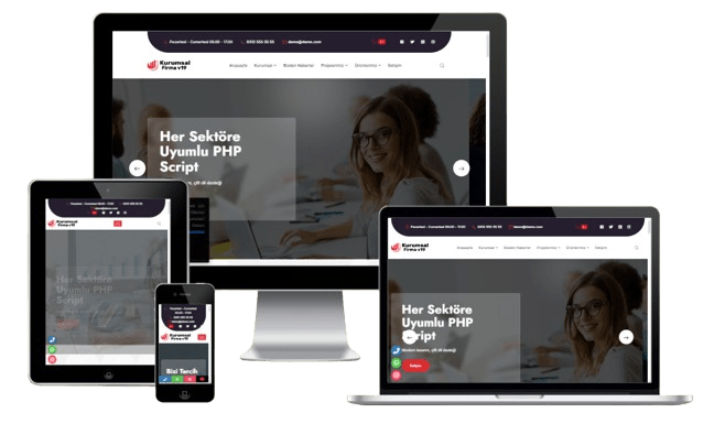 Kurumsal Firma V19 (YENİ DİL SİSTEMLİ - HER SEKTÖRE UYUMLU) ait görsel