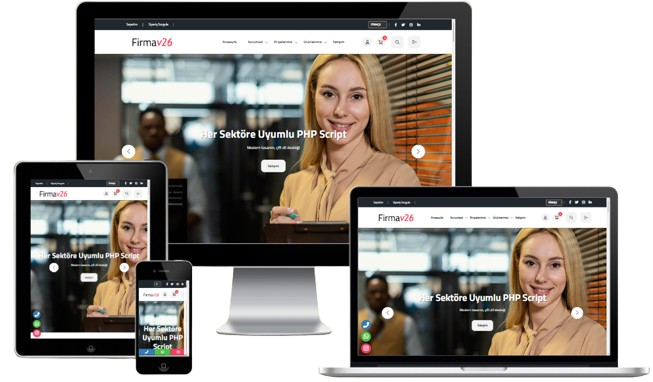 Kurumsal Firma V26 (YENİ DİL SİSTEMLİ - PROFESYONEL E-TİCARET MODÜLLÜ) ait görsel